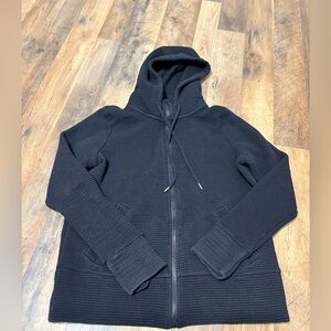 Active Life Black Textured Zip Hoodie Medium Thumb Hole Athletic Jacket